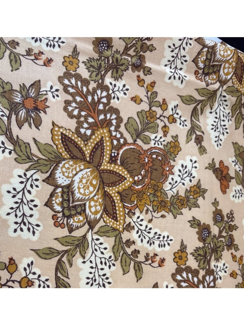 Waverly "Tarrytown" Floral Upholstery Drapery Fabric Beige 1/2 yard x 48" Vtg